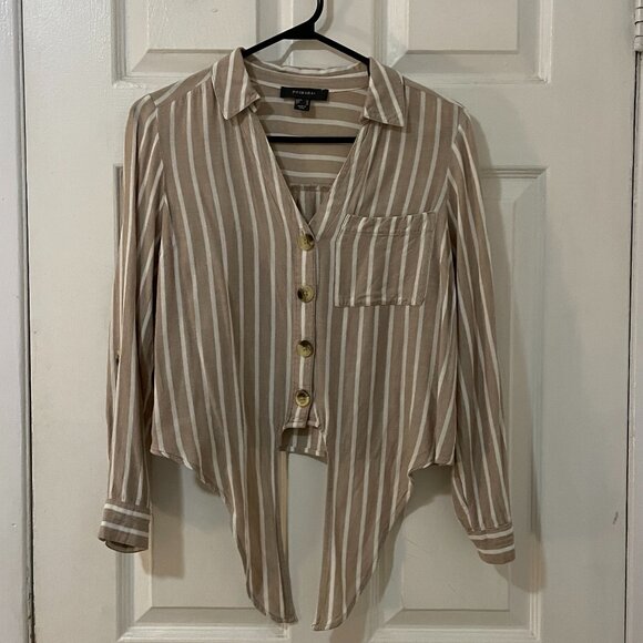 Beige and white striped shirt - Picture 2 of 4